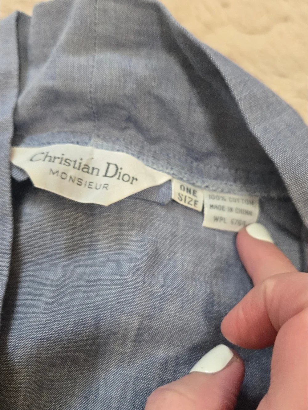 Christian Dior Monsieur Blue Cotton Men's Robe, One Size